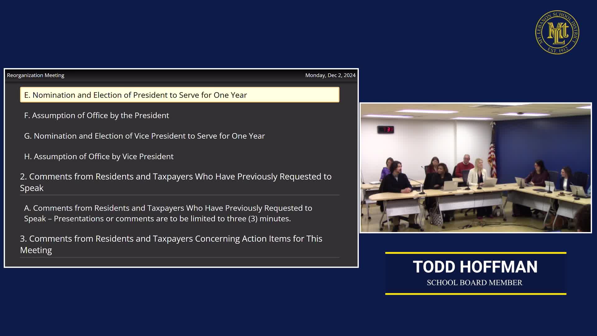 Thumbnail image for School Board Reorganization Meeting - December 2nd, 2024