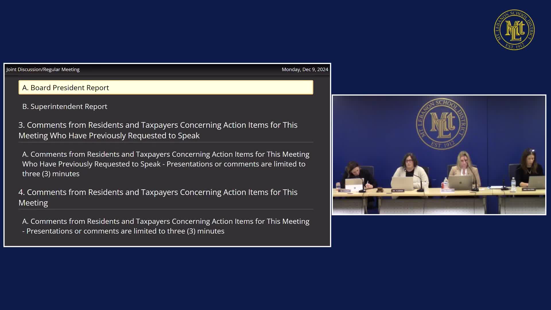 Thumbnail image for School Board Joint Discussion/Regular Meeting December 9, 2024